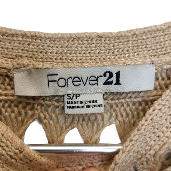 Forever 21 Beige Crochet Knit Pullover Top S - Picture 6 of 15
